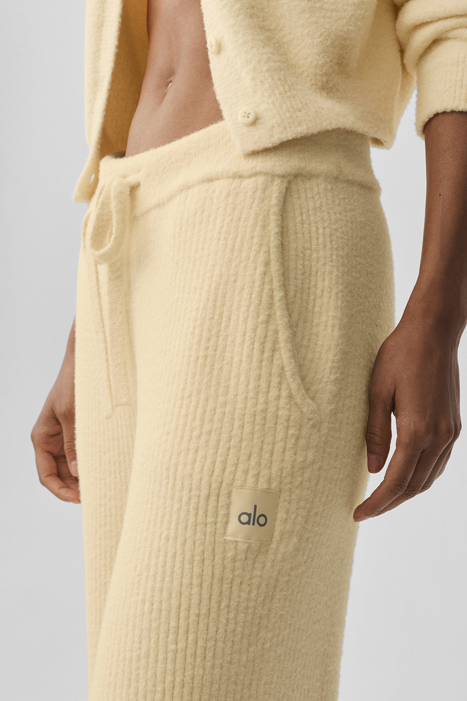 Pantalon Large Taille Haute Sweat Snuggle Up - Candlelight Yellow