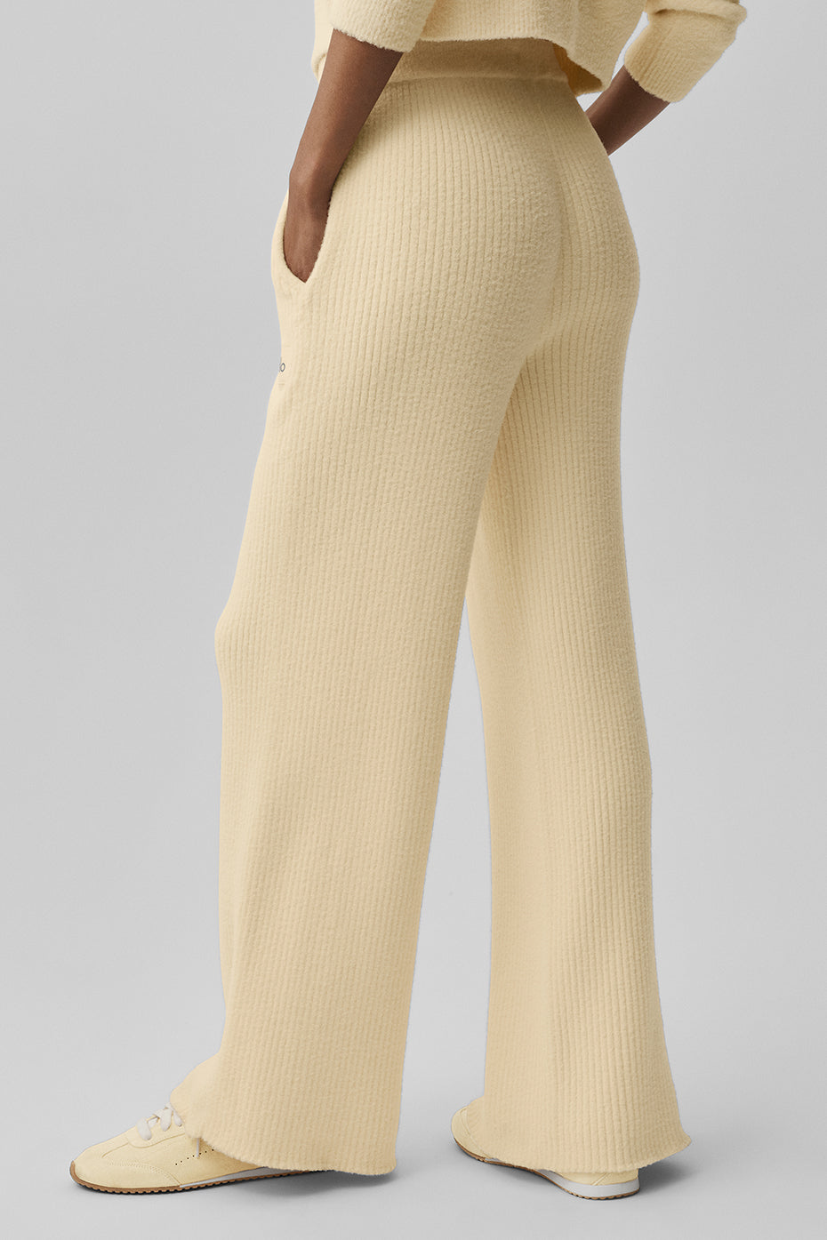 Pantalon Large Taille Haute Sweat Snuggle Up - Candlelight Yellow