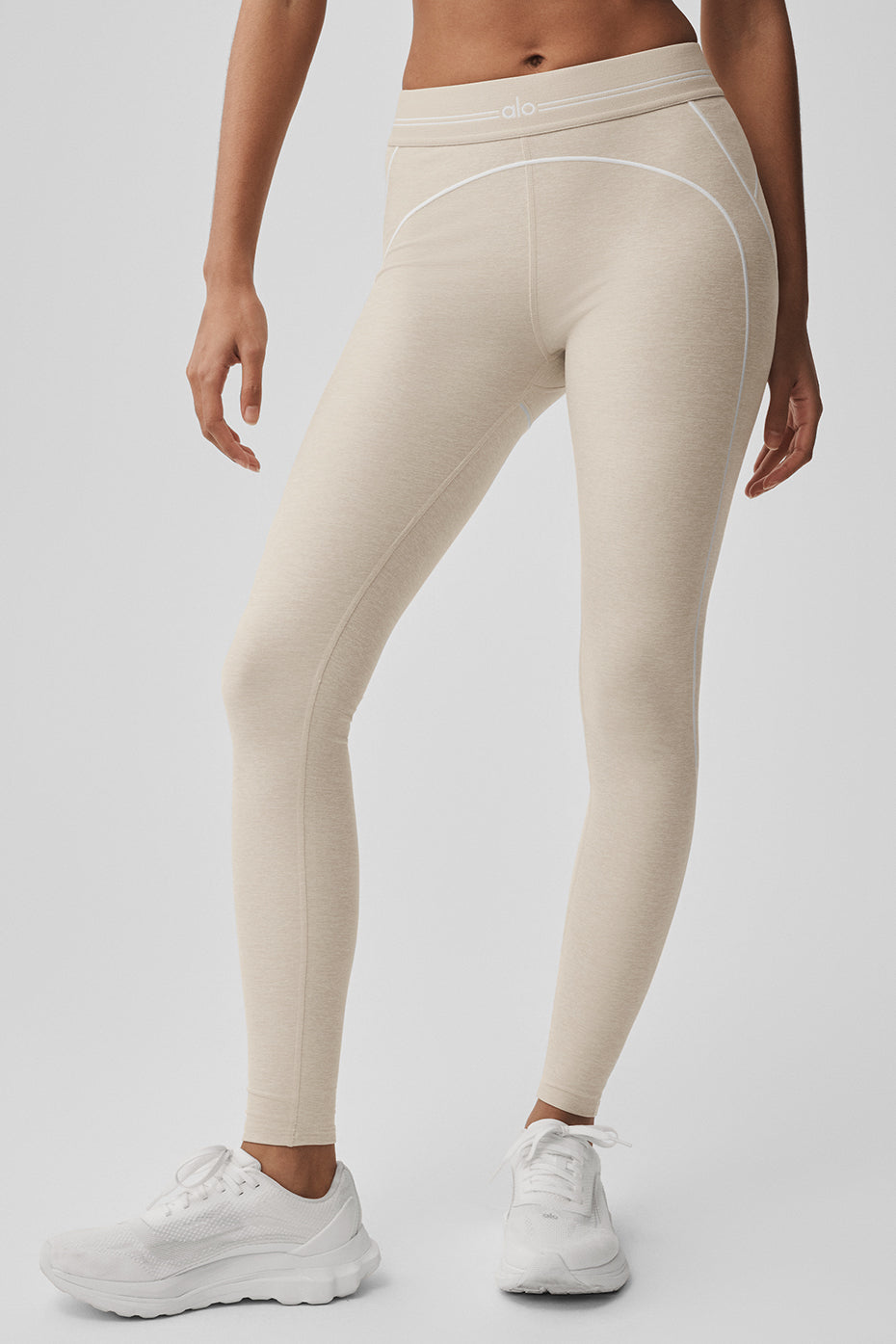 Legging Taille Haute Alosoft Heart Throb - Oatmeal Heather/Blanc