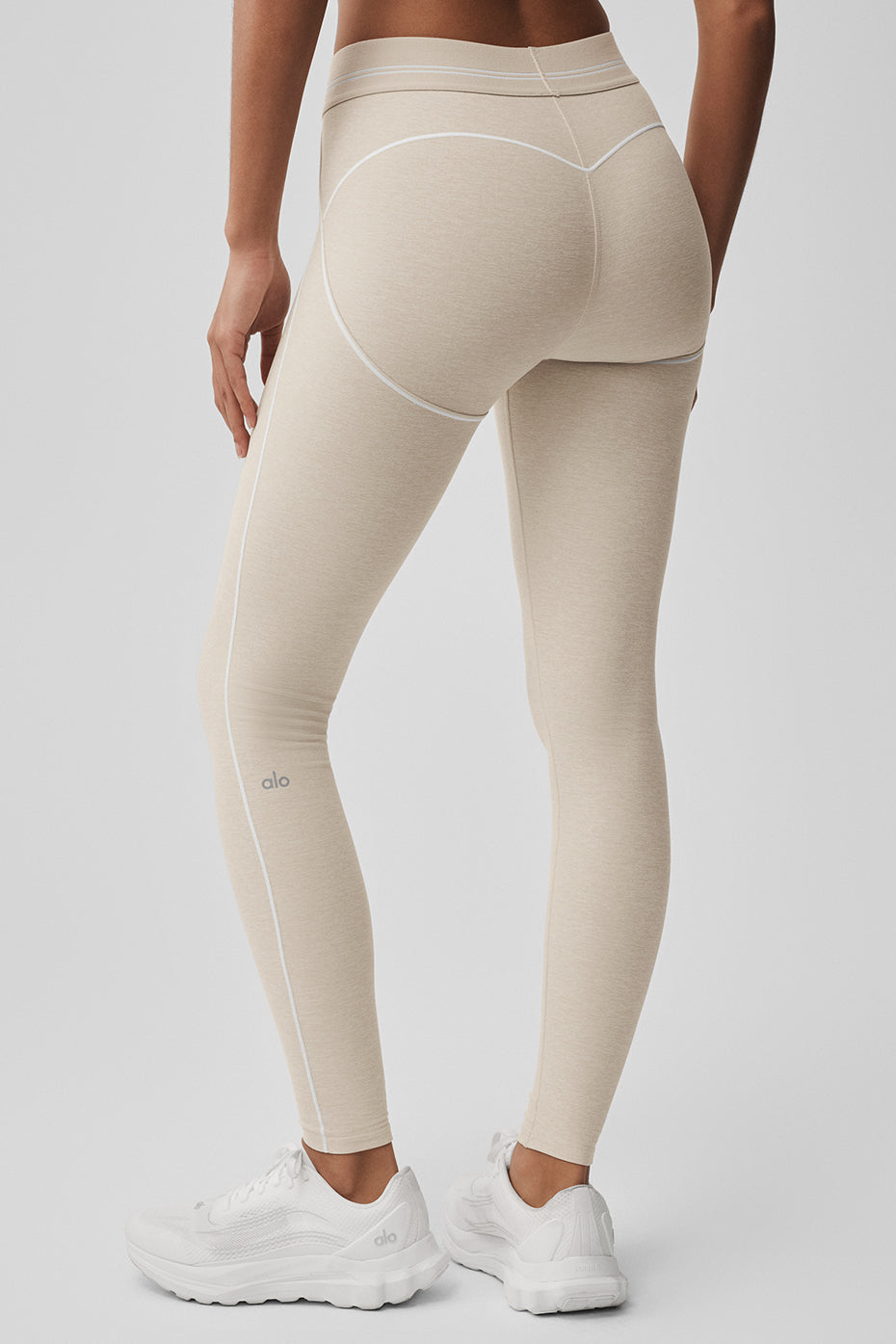 Legging Taille Haute Alosoft Heart Throb - Oatmeal Heather/Blanc