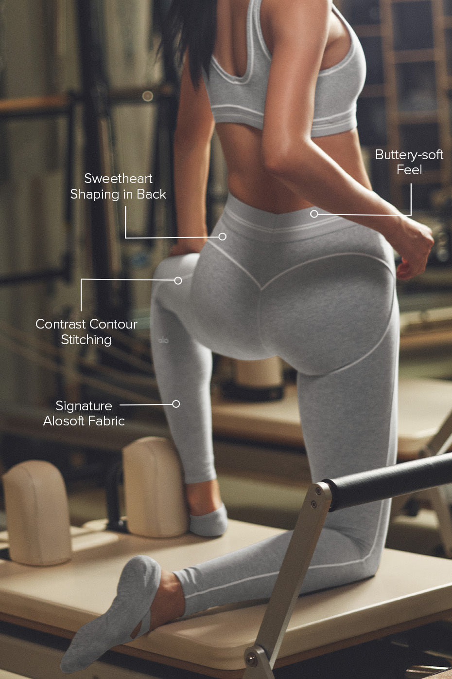 Legging Taille Haute Alosoft Heart Throb - Athletic Heather Grey/Blanc