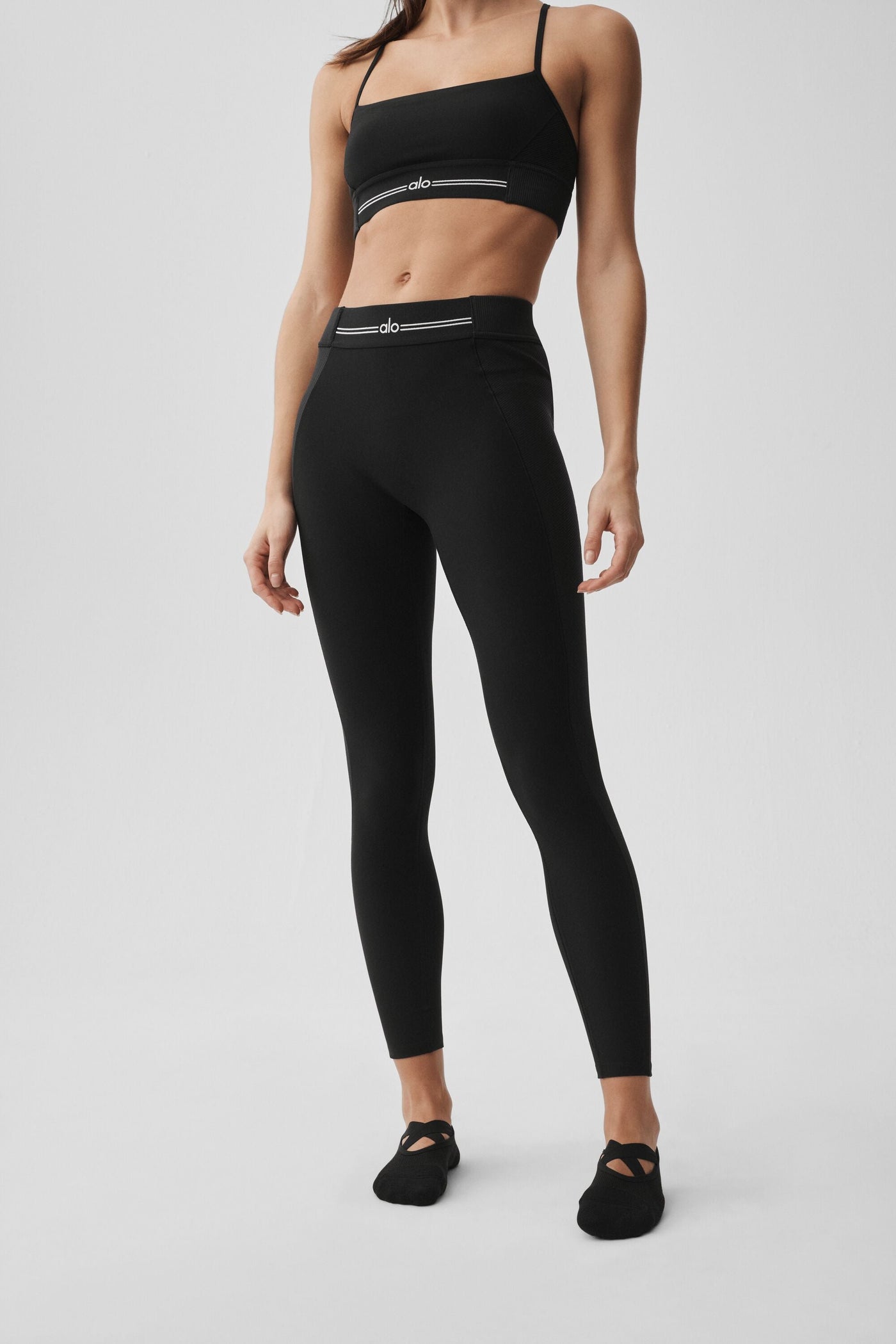 Alosoft Legging à relais taille haute 7/8 - Noir/Blanc