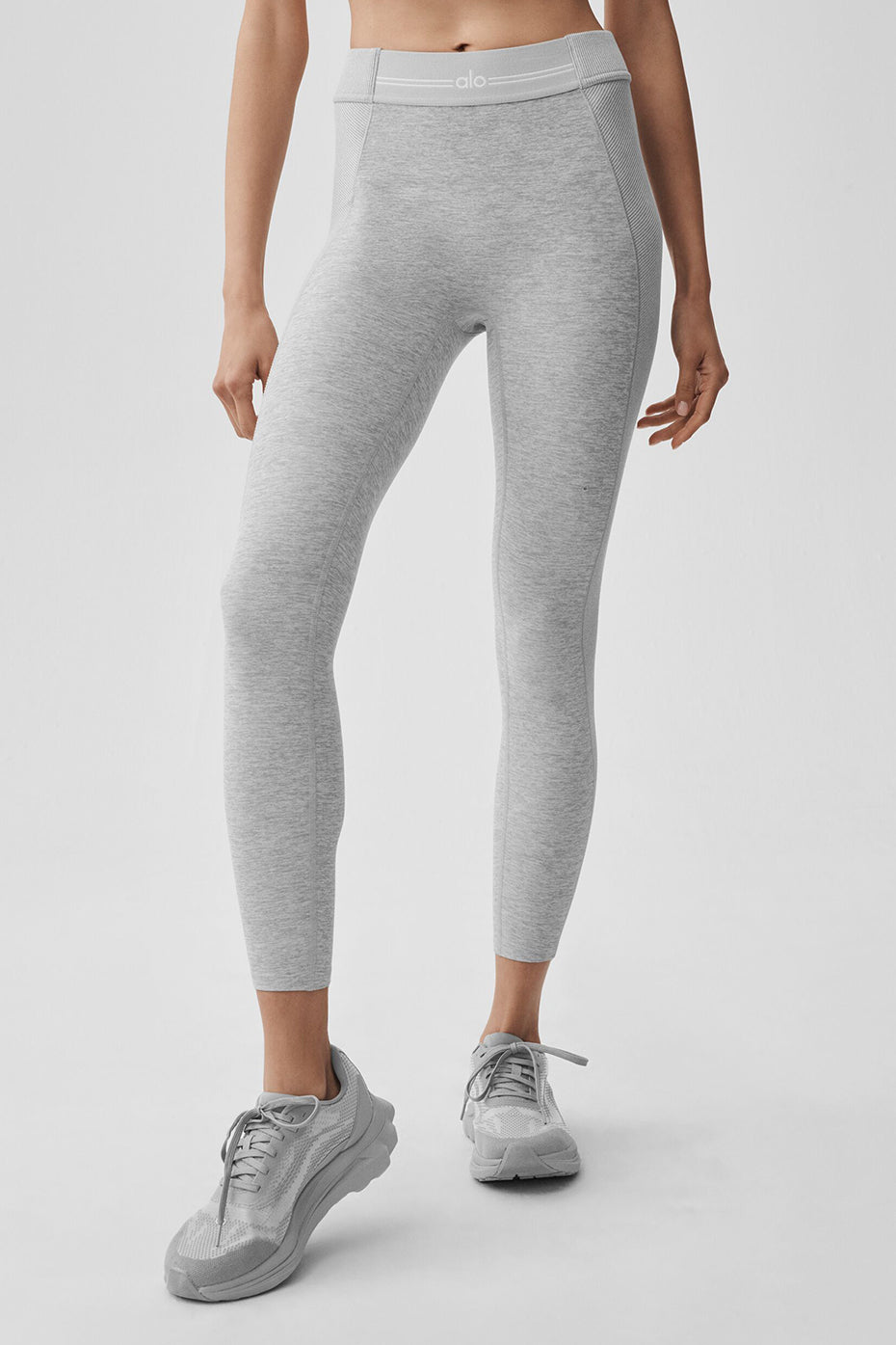 Alosoft Legging à relais taille haute 7/8 - Athletic Heather Gris/Blanc
