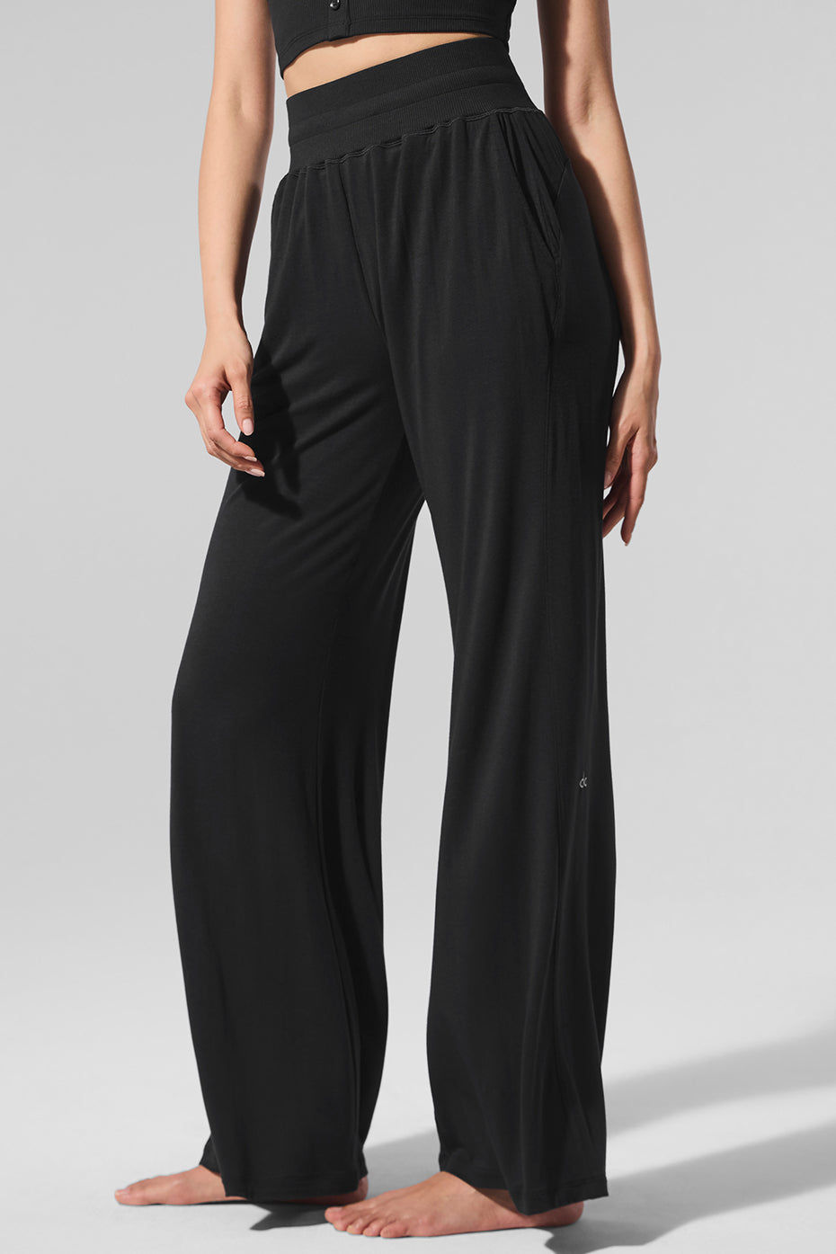 Pantalon Évasé Semi-Transparent Delicate Lounge (classique) - Noir