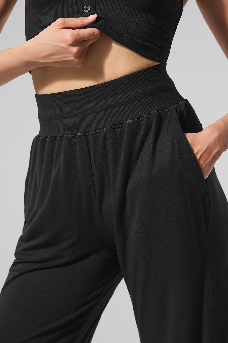 Pantalon Évasé Semi-Transparent Delicate Lounge (classique) - Noir