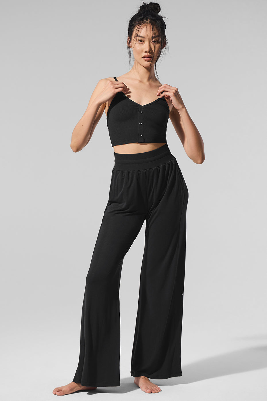 Pantalon Évasé Semi-Transparent Delicate Lounge (classique) - Noir
