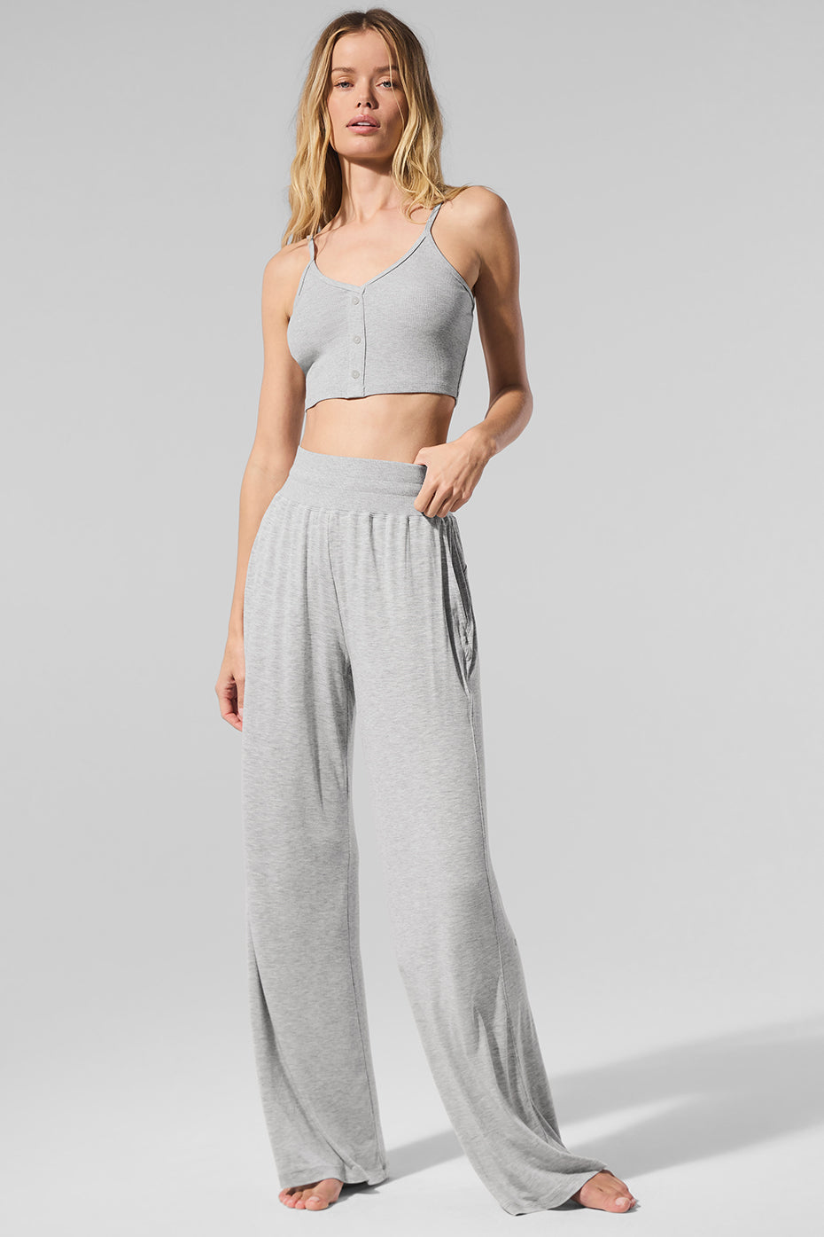 Pantalon Évasé Semi-Transparent Delicate Lounge (classique) - Athletic Heather Grey