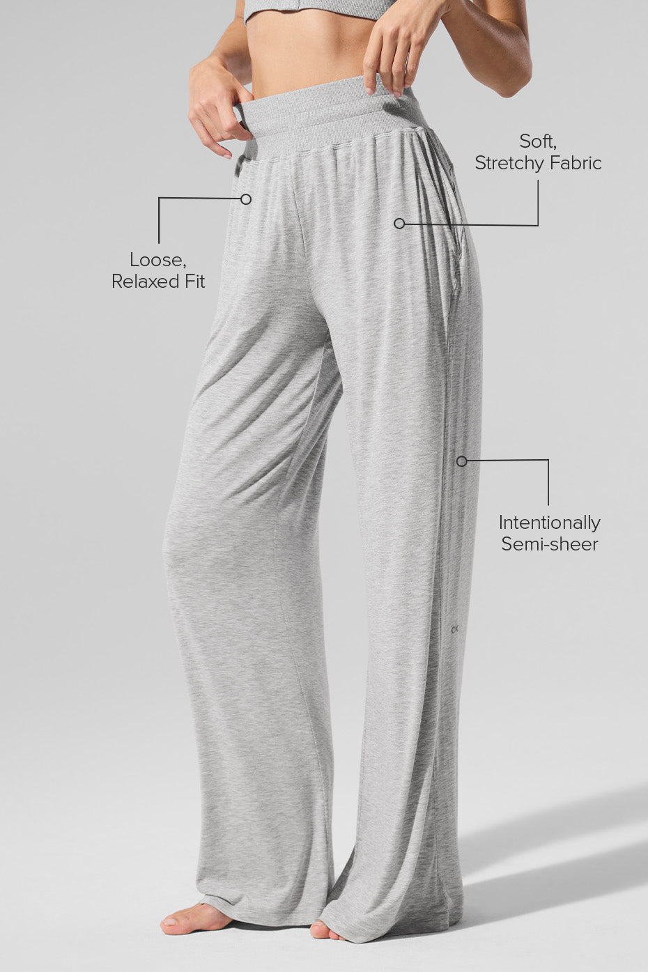 Pantalon Évasé Semi-Transparent Delicate Lounge (classique) - Athletic Heather Grey