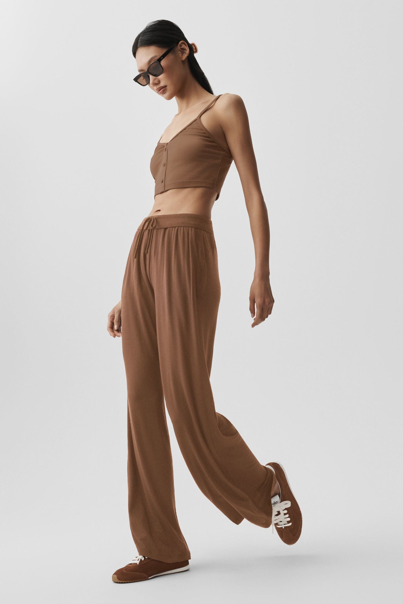 Pantalon Évasé Semi-Transparent Delicate Lounge (classique) - Sun Kissed Brown