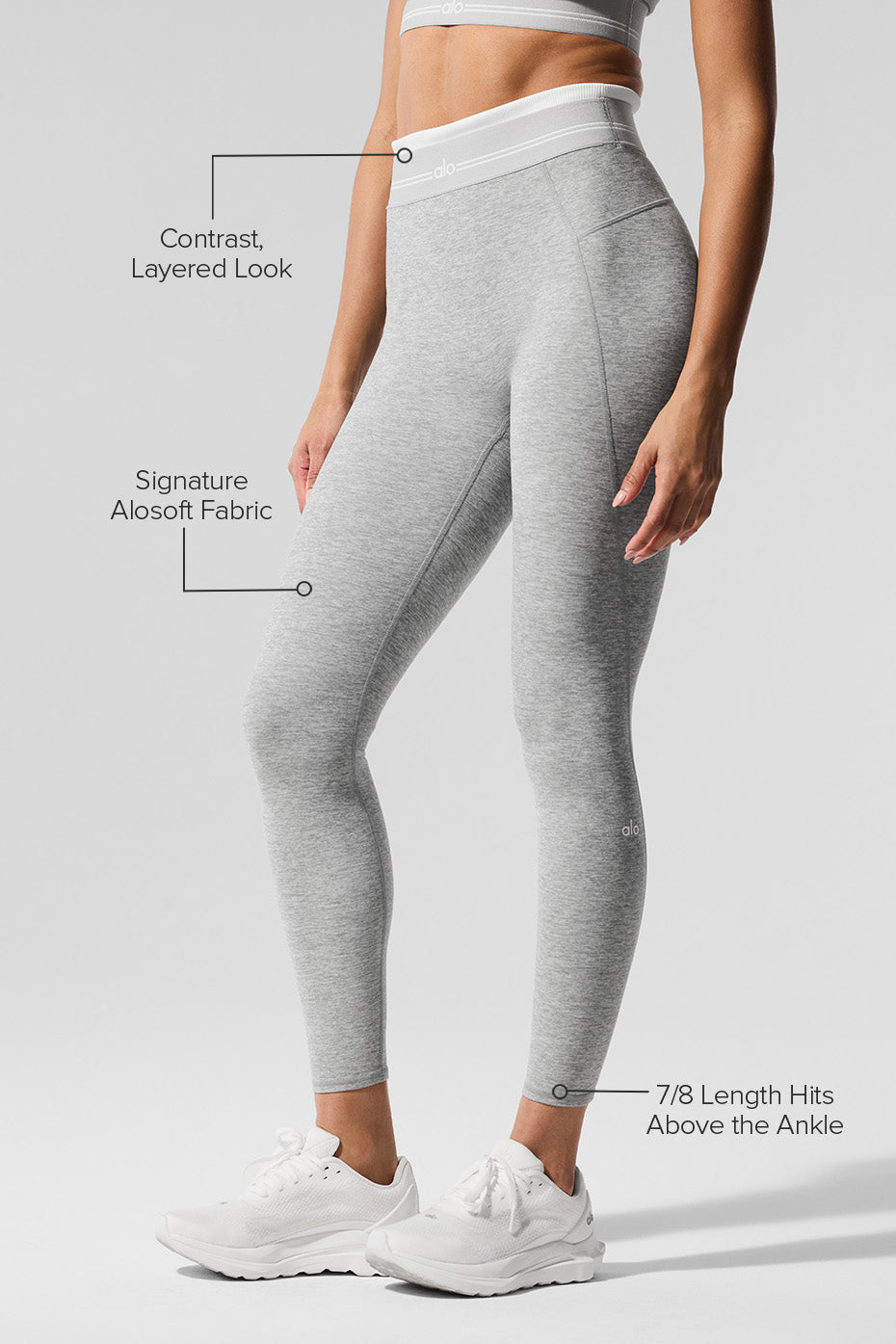 Legging Taille Haute 7/8 Alosoft Better Together - Athletic Heather Grey/Blanc