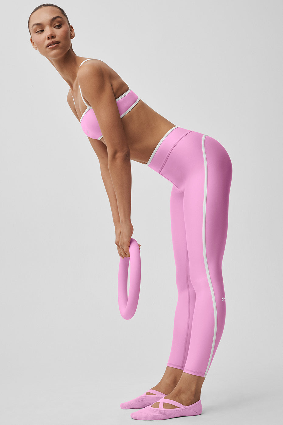 Airlift Legging taille haute Charger 7/8 - Candy Heart Rose/Blanc