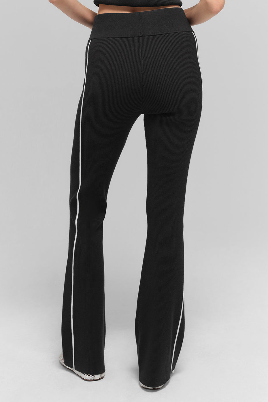 Pantalon Évasé En Maille Côtelée Highline - Noir/Blanc
