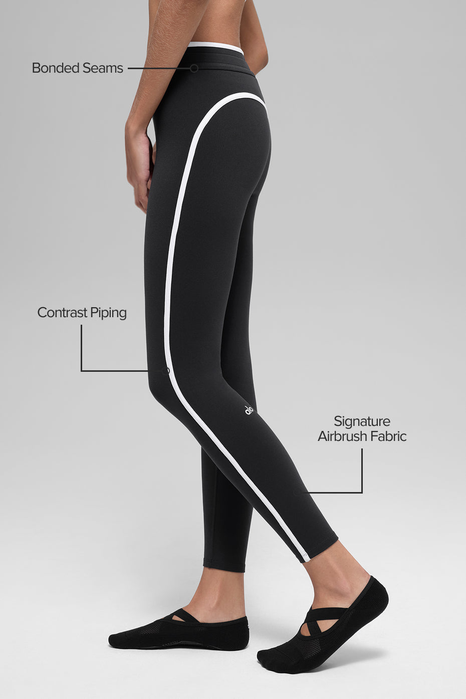 Airbrush Legging Race Pace 7/8 taille haute - Noir/Blanc