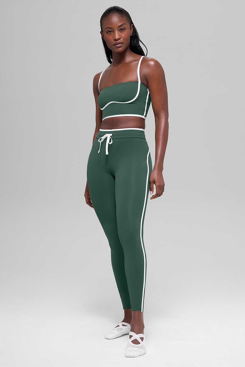 Airbrush Legging Race Pace 7/8 taille haute - Clover Green/White