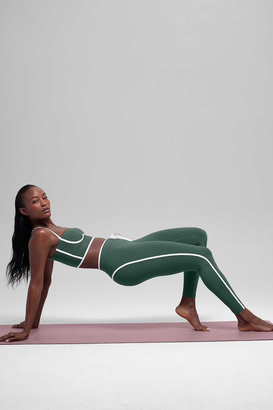 Airbrush Legging Race Pace 7/8 taille haute - Clover Green/White