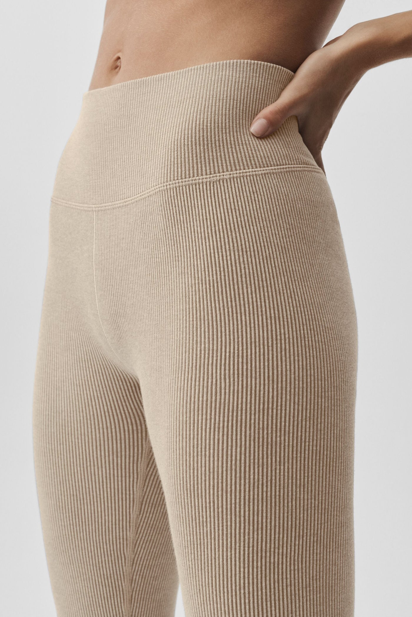 Legging Côtelé Taille Haute Sans Coutures Two Tone - Gravel Heather