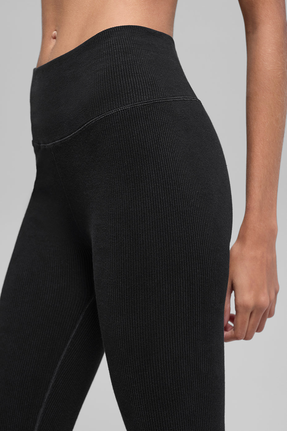 Legging Côtelé Taille Haute Sans Coutures Two Tone - Noir