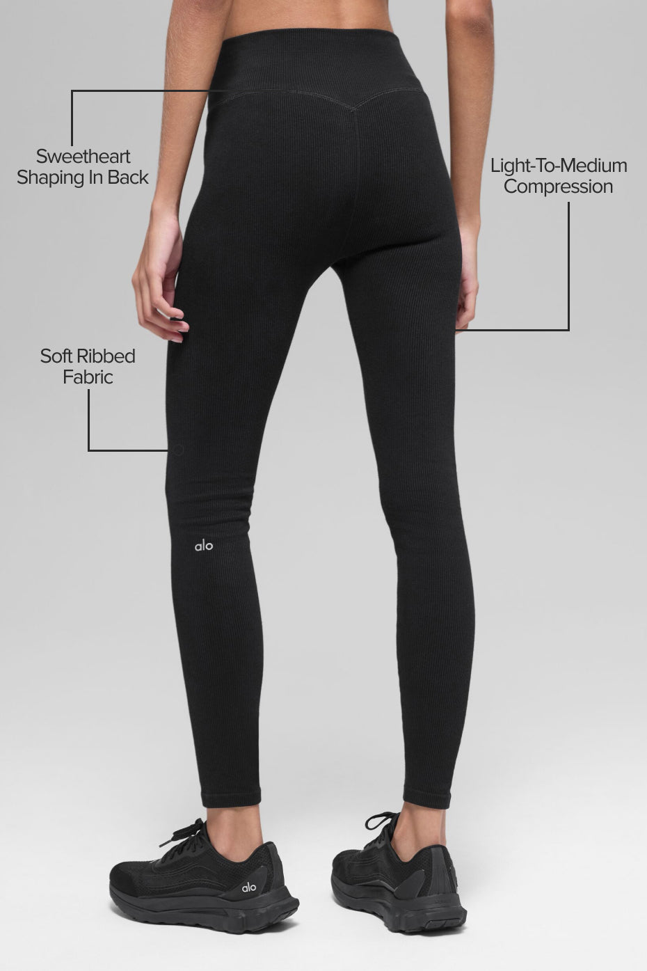 Legging Côtelé Taille Haute Sans Coutures Two Tone - Noir