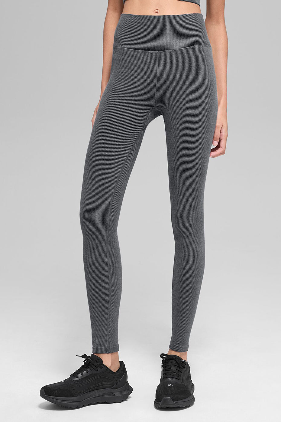 Legging Côtelé Taille Haute Sans Coutures Two Tone - Dark Misty Grey Heather