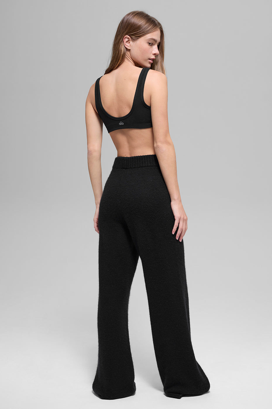 Pantalon Ample Taille Haute En Laine Et Cachemire New Class - Noir