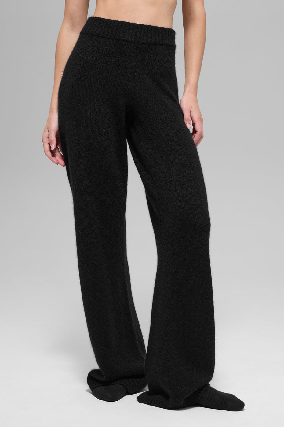 Pantalon Ample Taille Haute En Laine Et Cachemire New Class - Noir