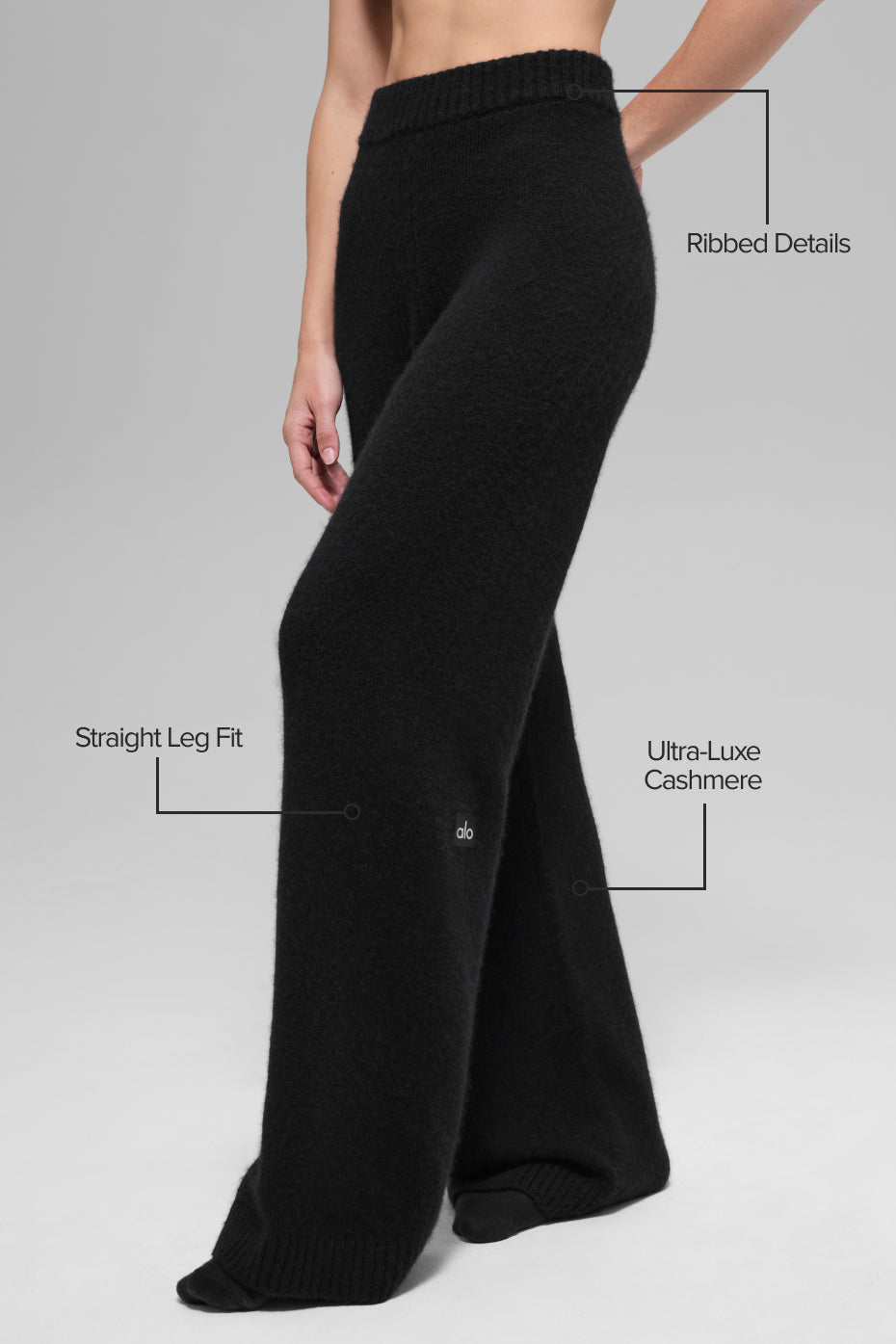 Pantalon Ample Taille Haute En Laine Et Cachemire New Class - Noir