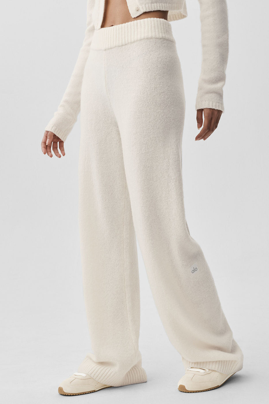 Pantalon Ample Taille Haute En Laine Et Cachemire New Class - Ivory