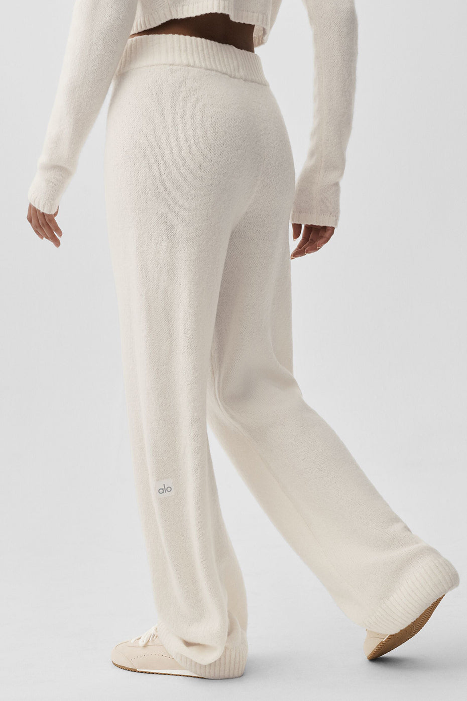 Pantalon Ample Taille Haute En Laine Et Cachemire New Class - Ivory