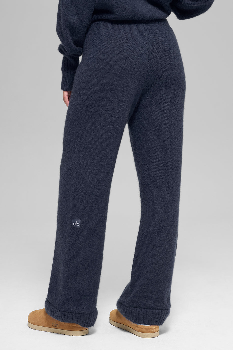 Pantalon Ample Taille Haute En Laine Et Cachemire New Class - Navy