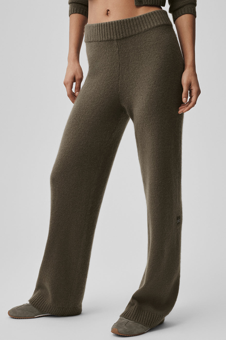 Pantalon Ample Taille Haute En Laine Et Cachemire New Class - Olive Tree