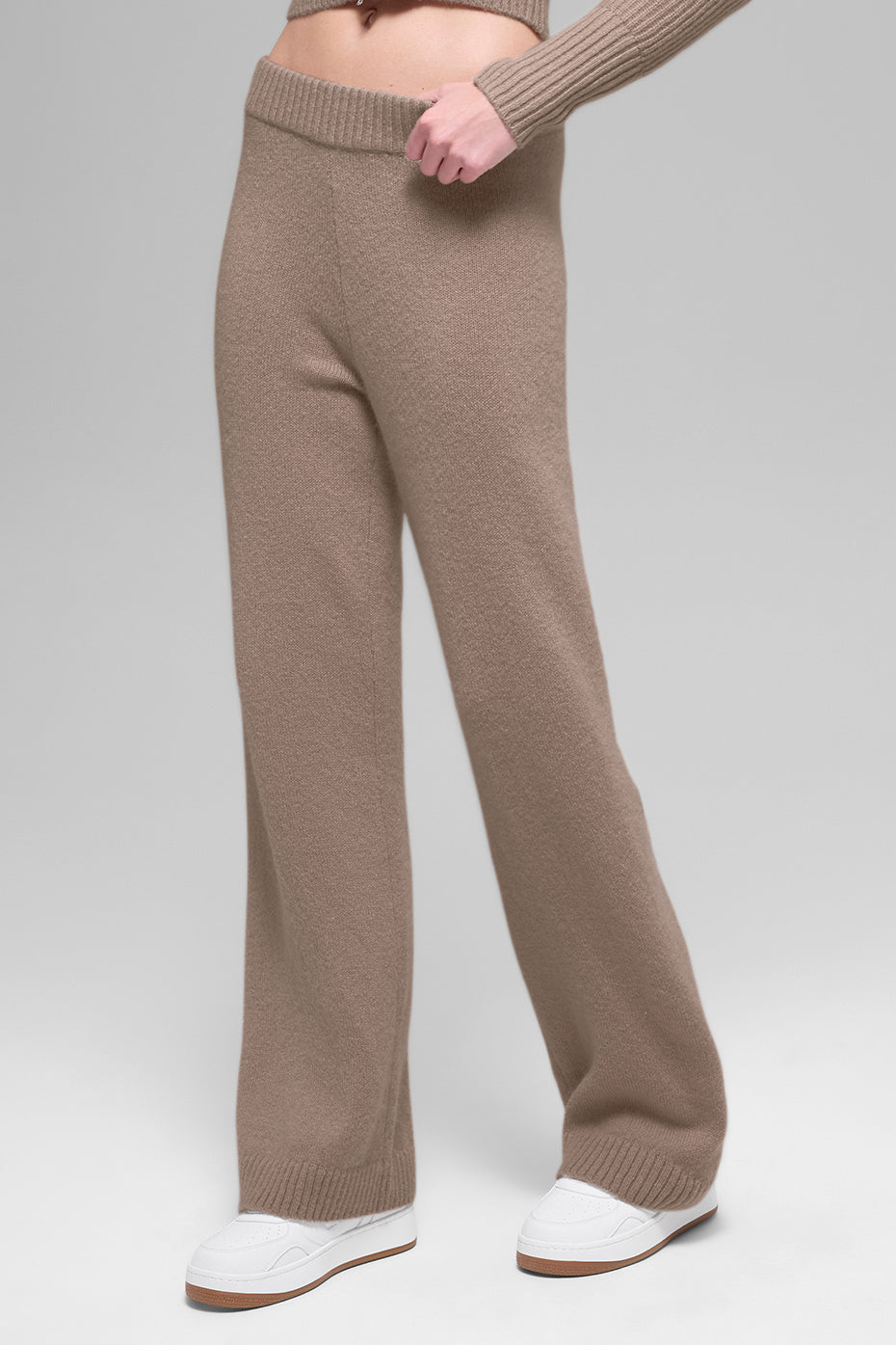 Pantalon Ample Taille Haute En Laine Et Cachemire New Class - Chai Latte