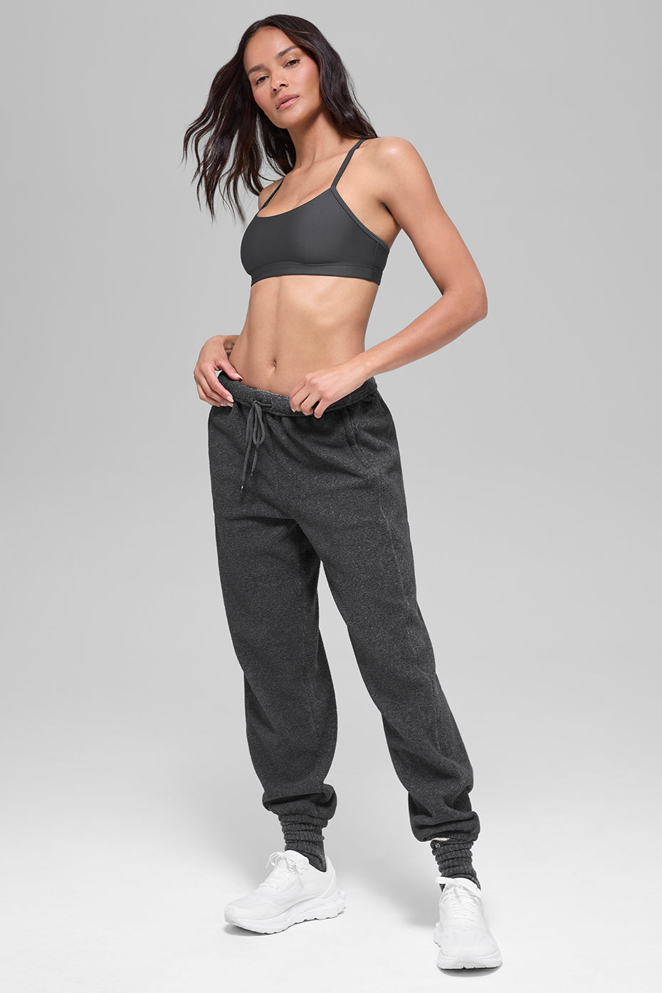 Jogging Taille Haute En Polaire Retreat - Dark Heather Grey