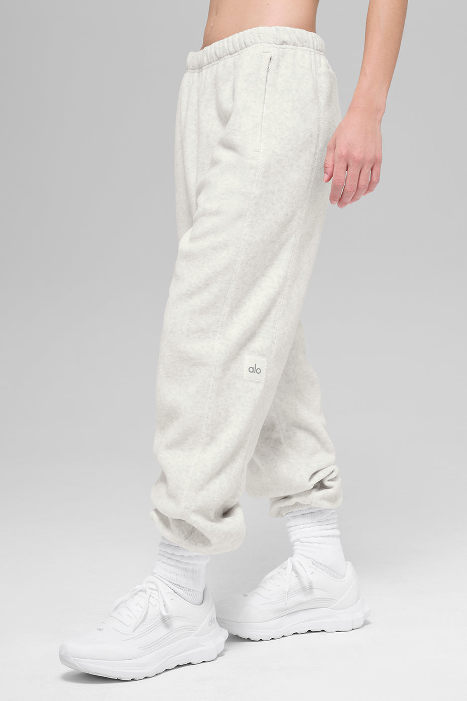 Jogging Taille Haute En Polaire Retreat - White Heather Grey