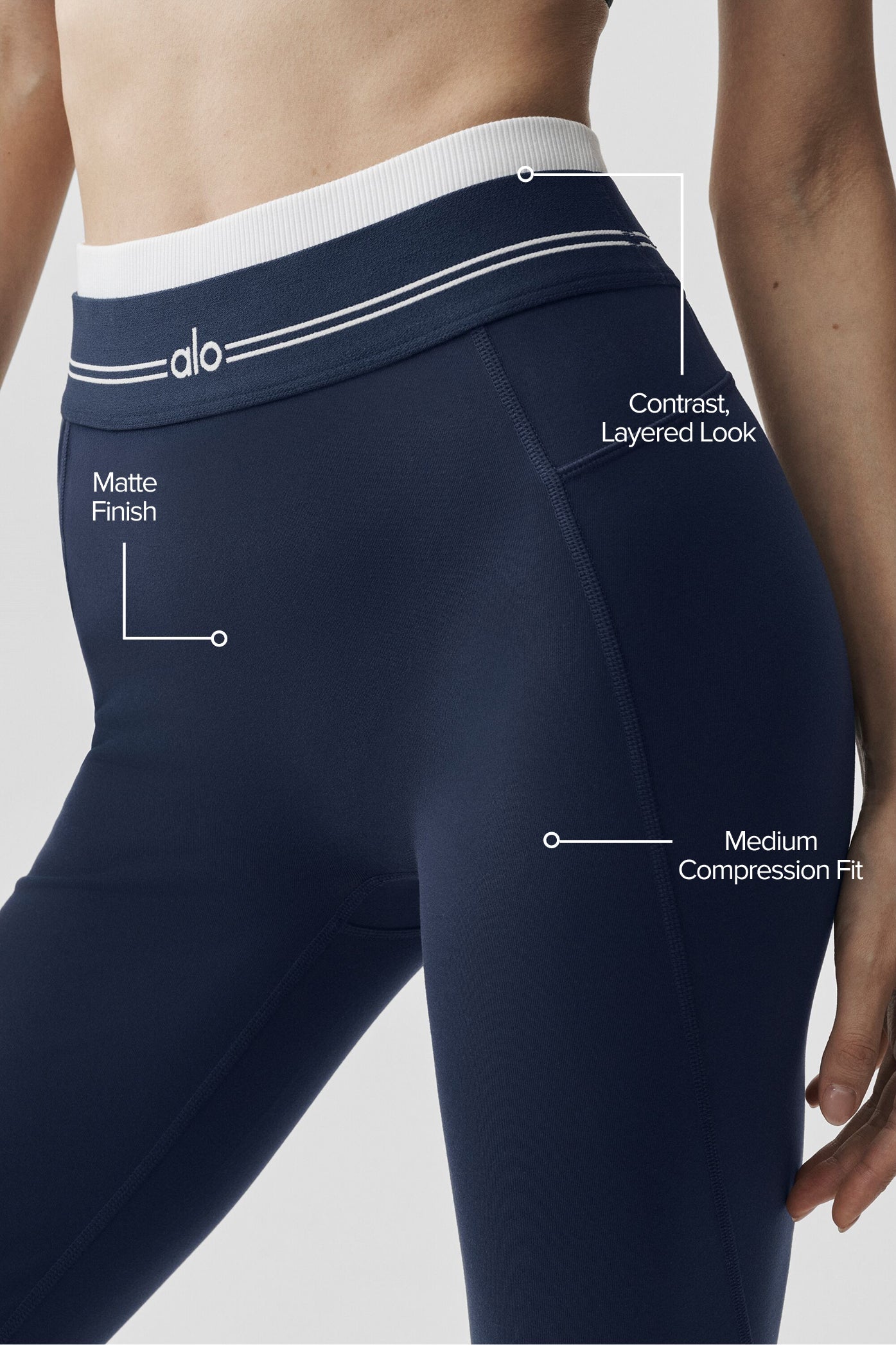 Airbrush Legging Better Together taille haute 7/8 - Bleu marine/Blanc