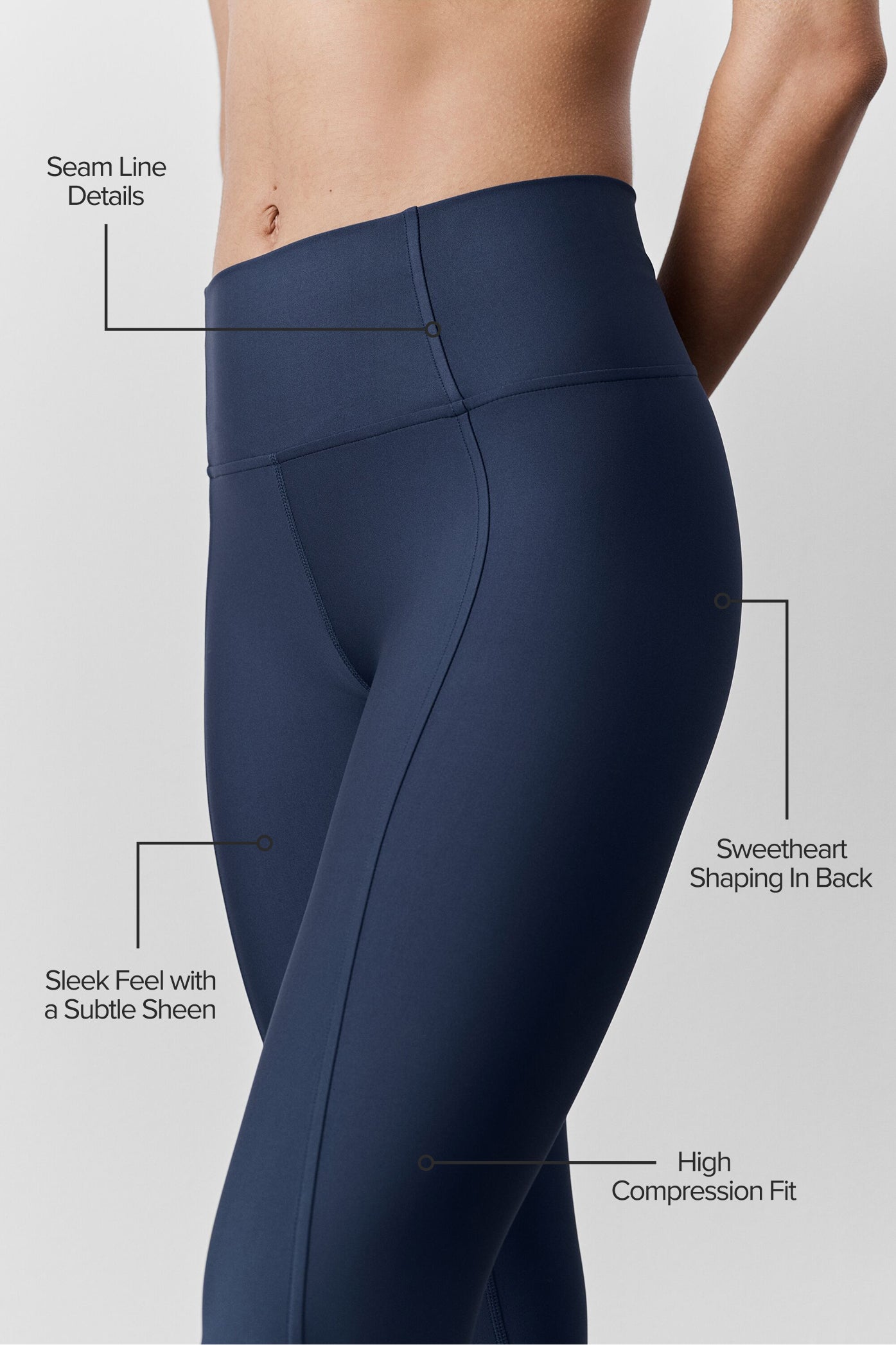 Legging Taille Haute 7/8 Airlift Fine Line - Navy