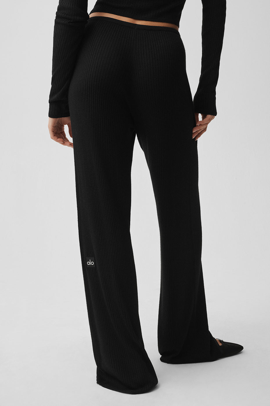 Pantalon Large En Maille Taille Mi-Haute Unwind - Noir