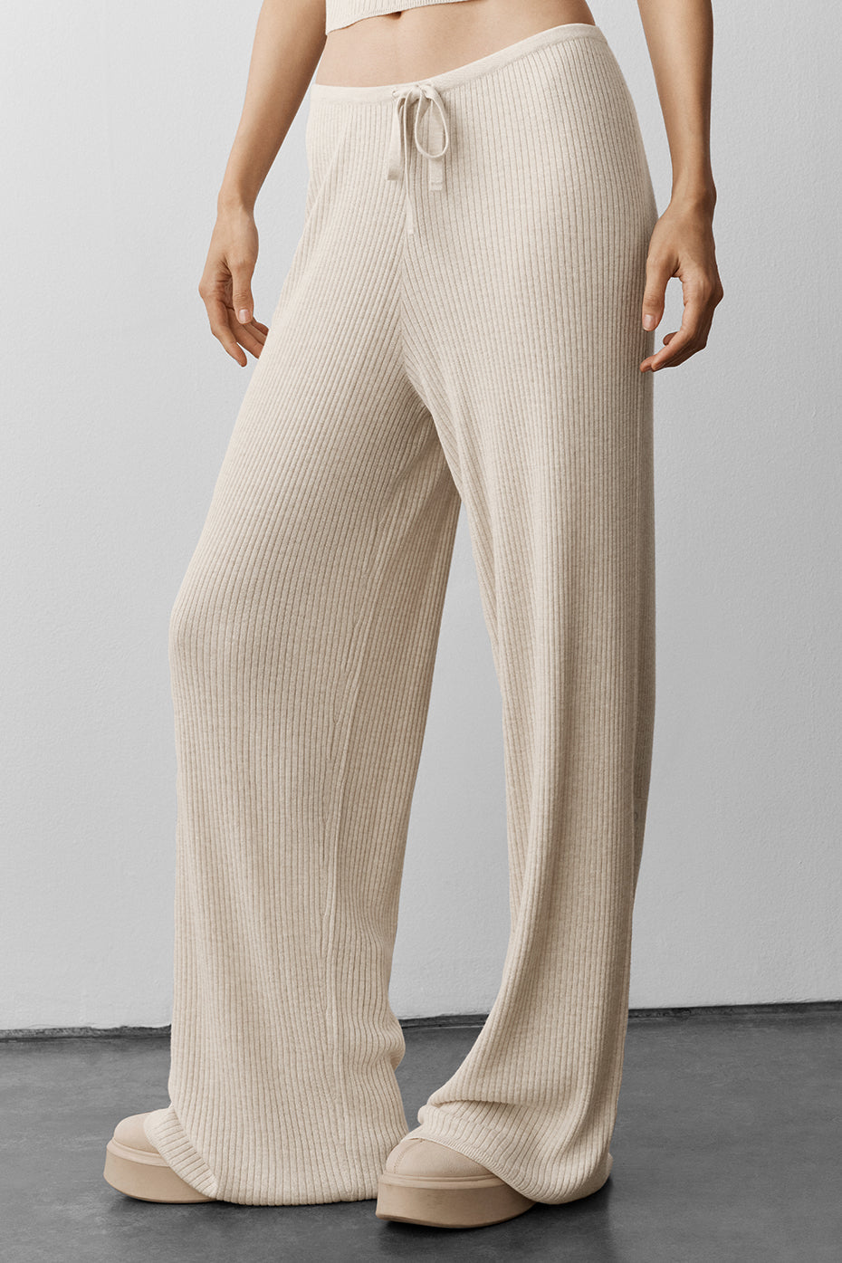 Pantalon Large En Maille Taille Mi-Haute Unwind - Oatmeal Heather