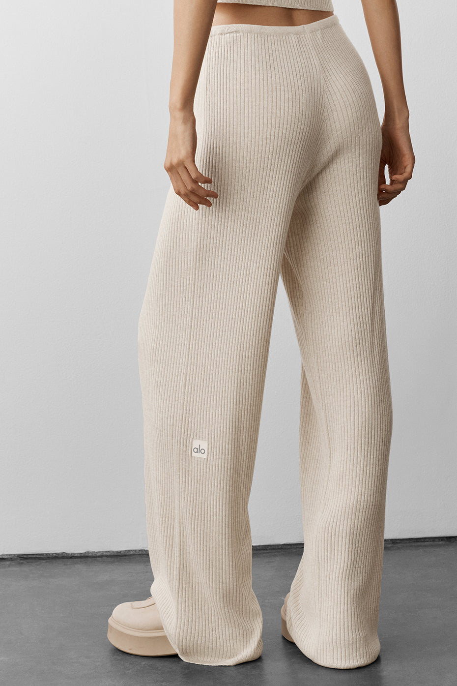 Pantalon Large En Maille Taille Mi-Haute Unwind - Oatmeal Heather