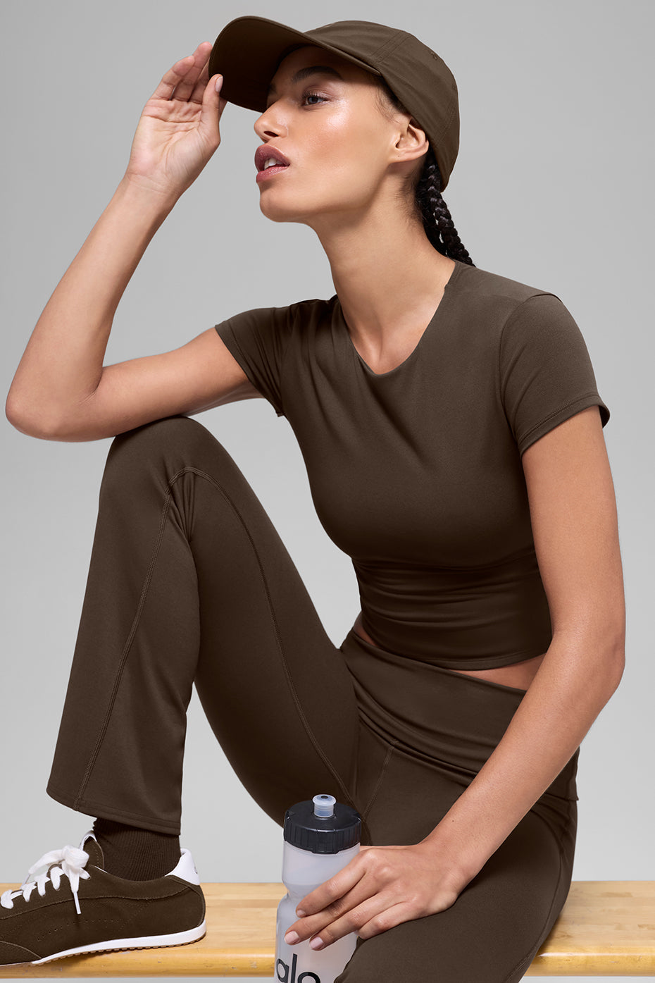 ALO  Legging évasé à rabat Softsculpt (court) - Espresso