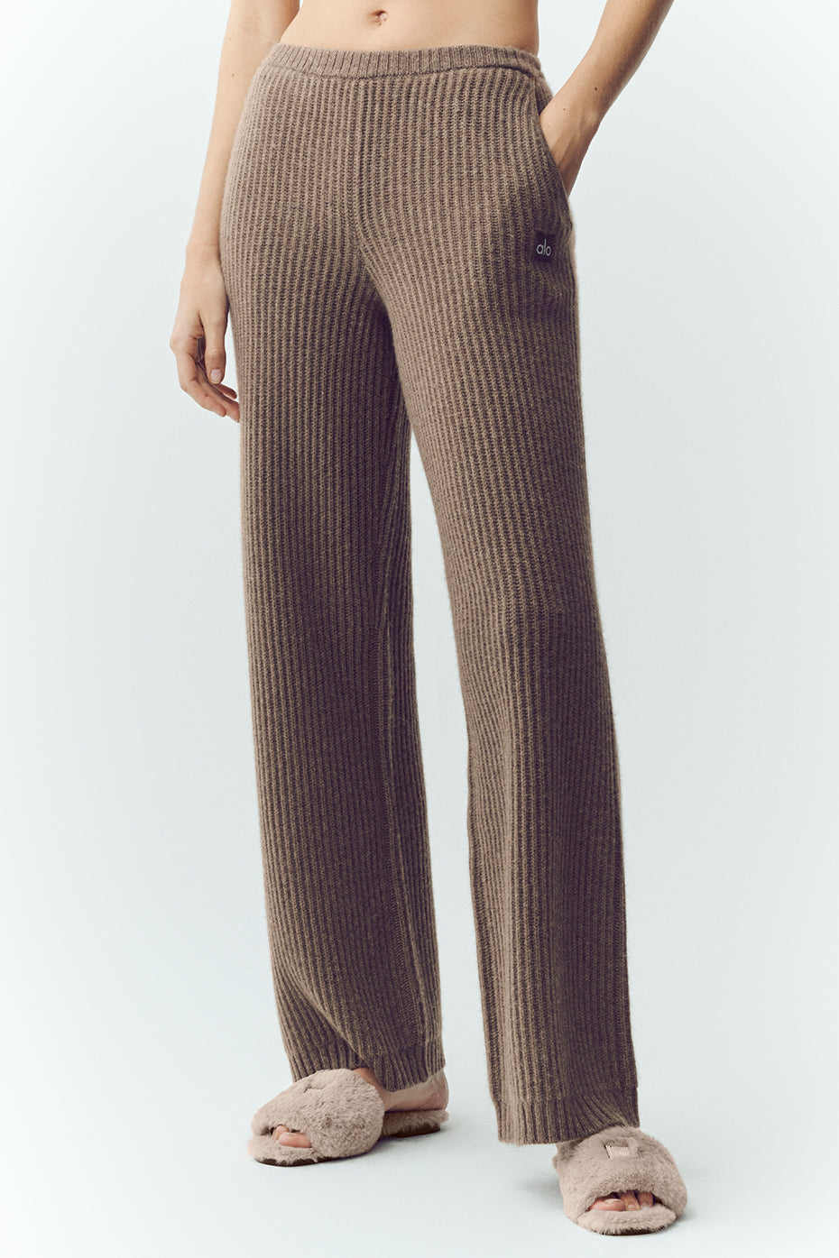 Pantalon Coupe Droite Taille Haute En Cachemire Northstar - Alpine Cocoa Heather