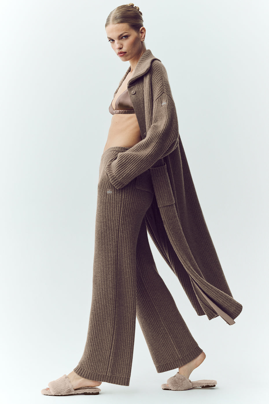 Pantalon Coupe Droite Taille Haute En Cachemire Northstar - Alpine Cocoa Heather