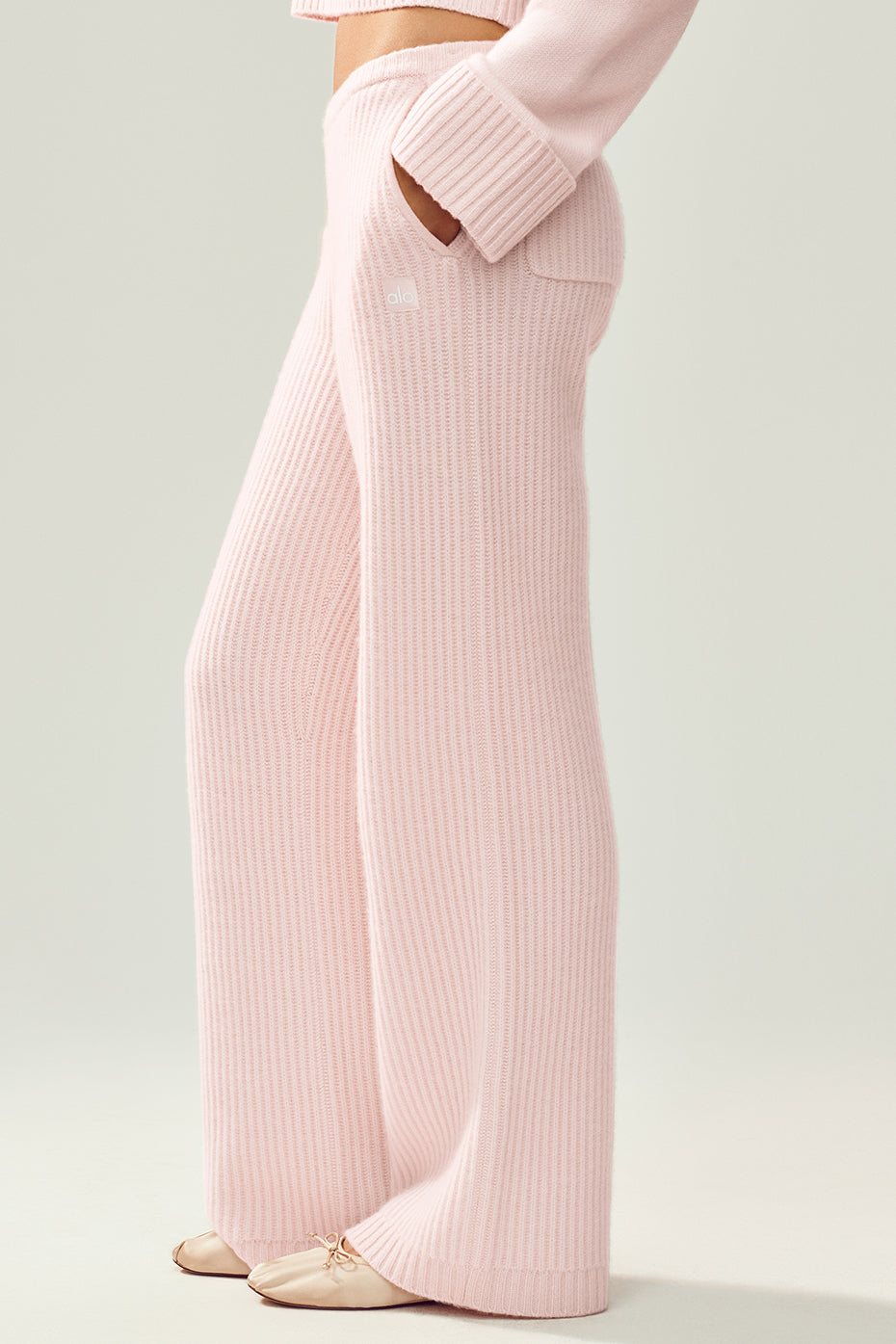 Pantalon Coupe Droite Taille Haute En Cachemire Northstar - Frosted Pink