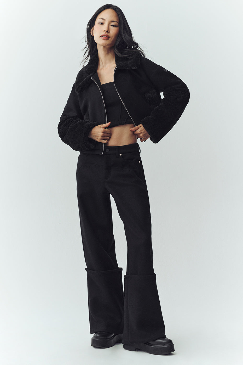 Pantalon Large En Laine Mélangée Nightcap - Noir