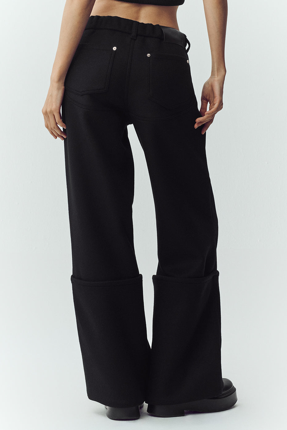 Pantalon Large En Laine Mélangée Nightcap - Noir
