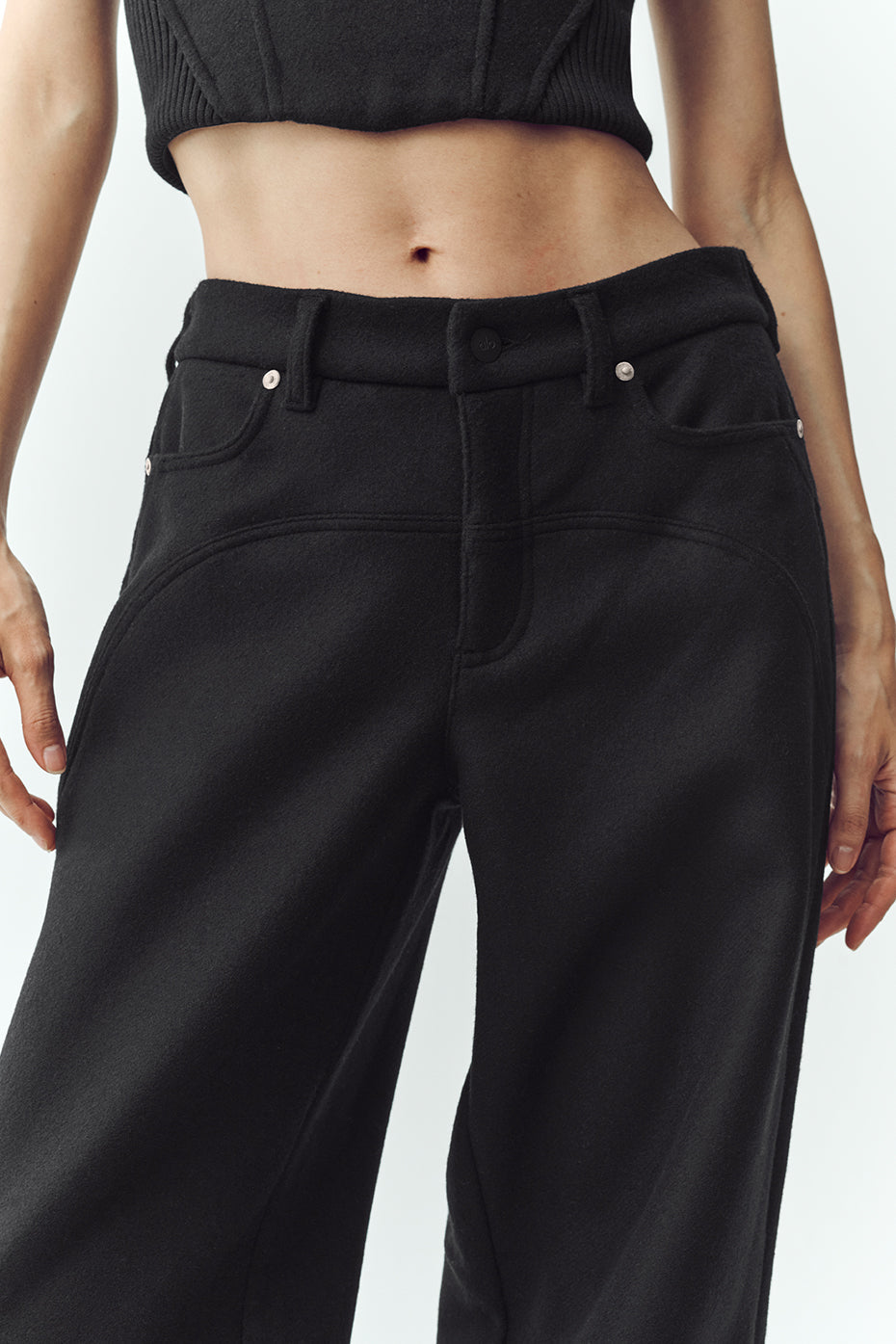 Pantalon Large En Laine Mélangée Nightcap - Noir