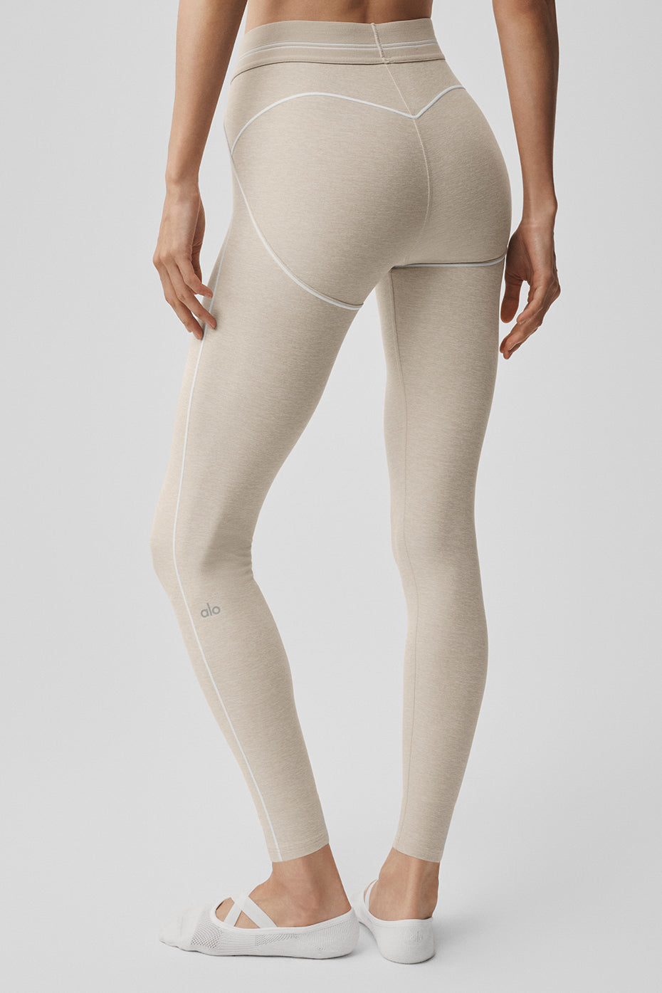 Legging taille haute Alosoft Heart Throb 7/8 - Oatmeal Heather/Blanc