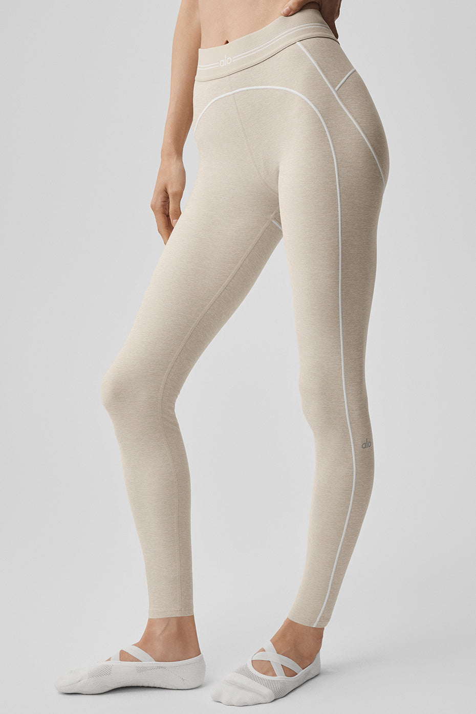 Legging taille haute Alosoft Heart Throb 7/8 - Oatmeal Heather/Blanc