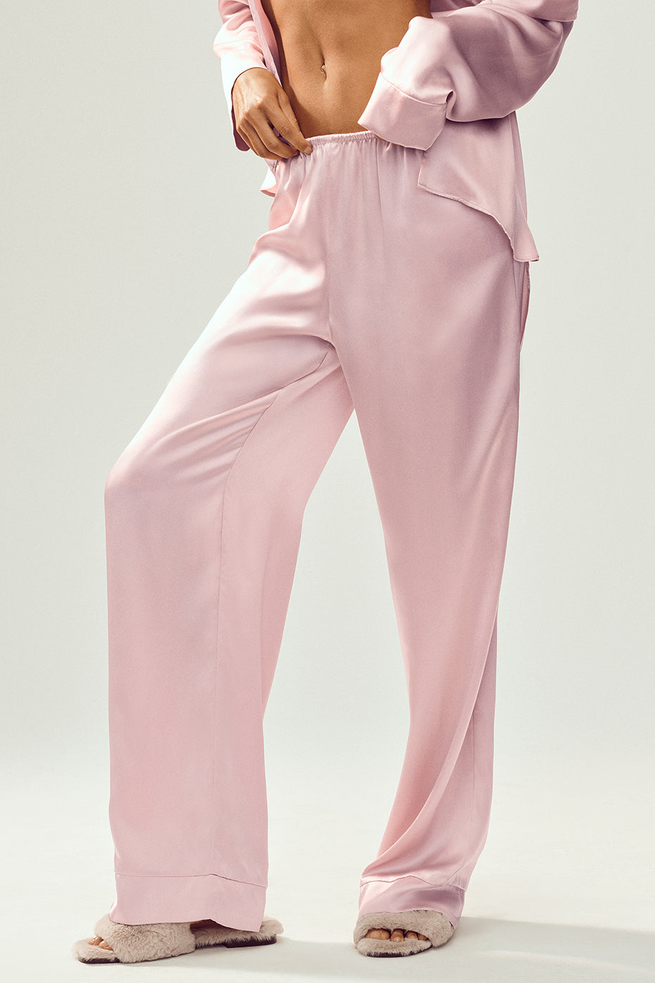 Pantalon En Soie Luminous (long) - Pink Champagne