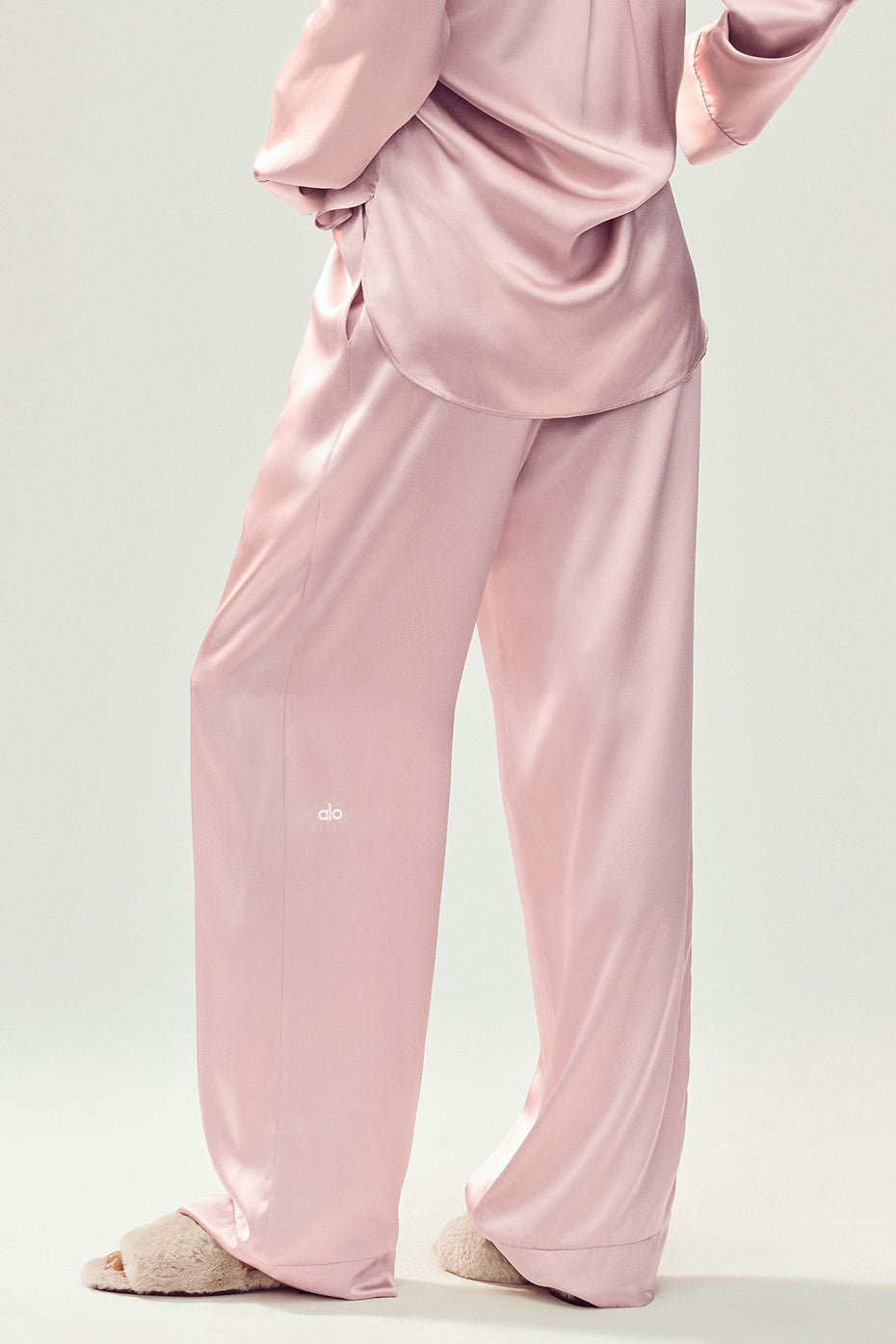 Pantalon En Soie Luminous (long) - Pink Champagne
