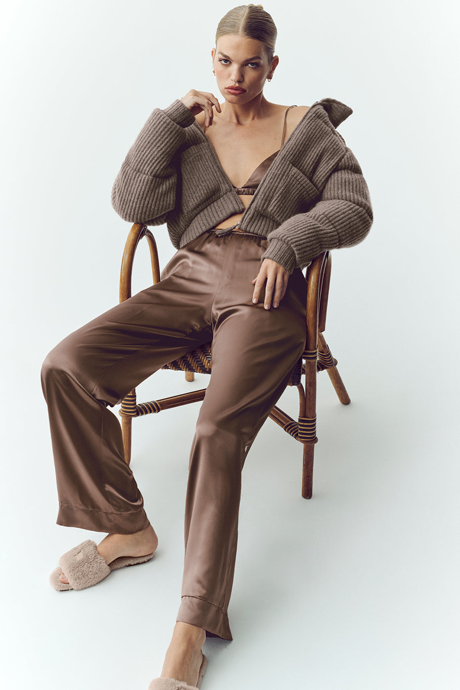 Pantalon En Soie Luminous (classique) - Alpine Cocoa